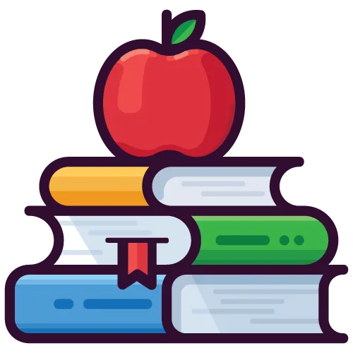 illustration of books and an apple