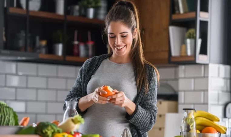 Woman eating healthy food