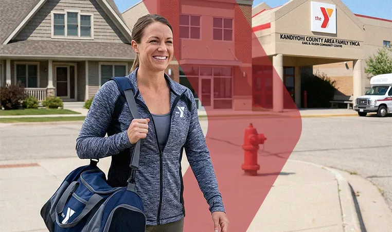 Smiling woman walking outside
