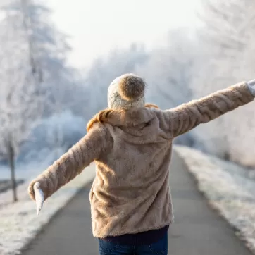 Woman walking in winter