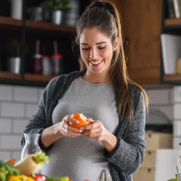 Woman eating healthy food