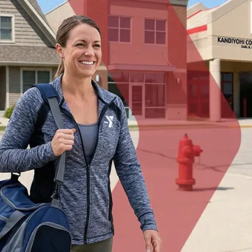 Smiling woman walking outside